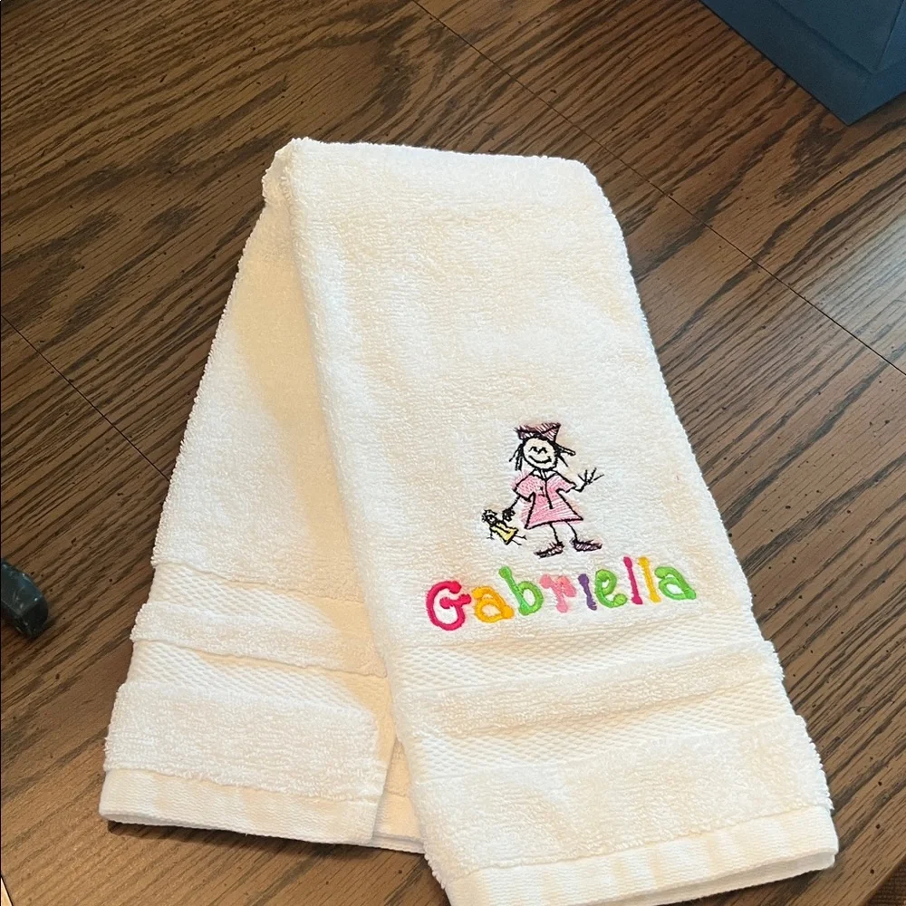 Personalized White Towel with Colorful Embroidery